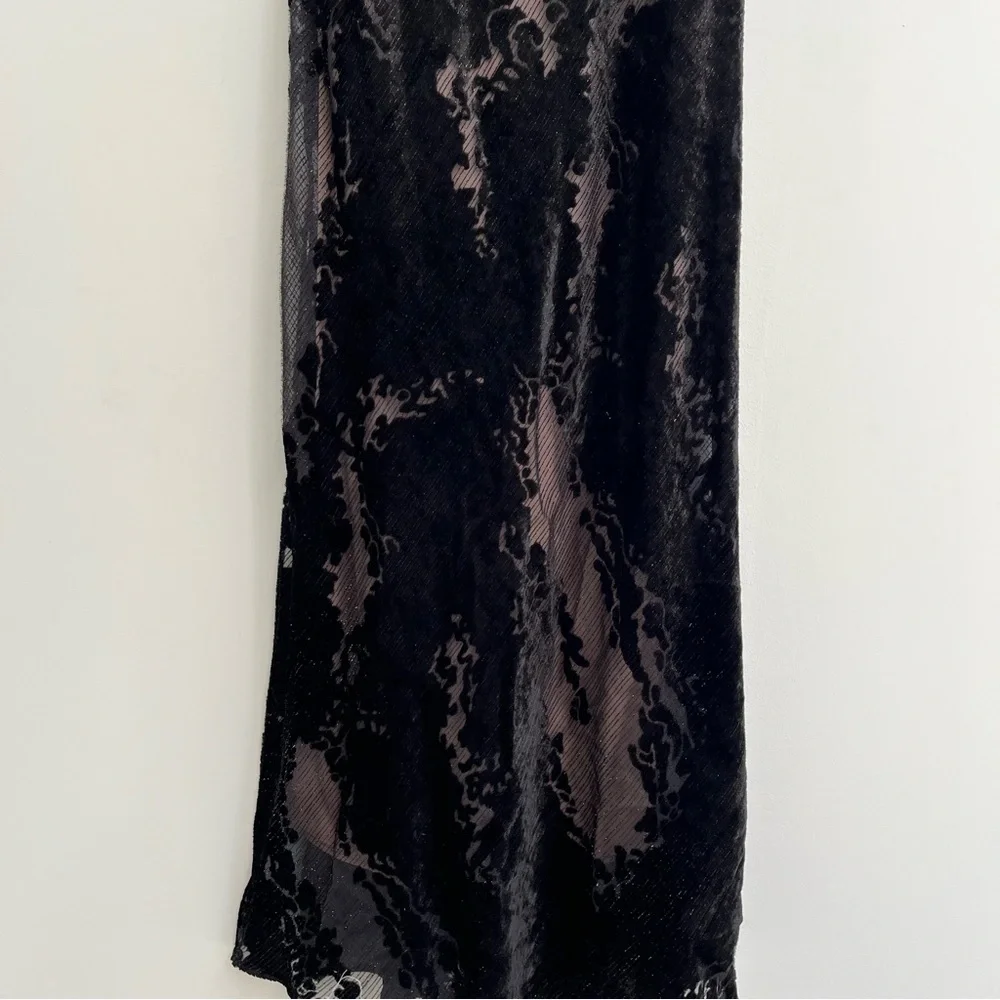 Vintage Y2K Niki Livas black burnout velvet maxi dress formal open back bias cut - Picture 6 of 14